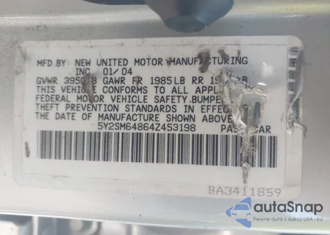 2004 Pontiac Vibe from USA, damaged, VIN 5Y2SM64864Z45319